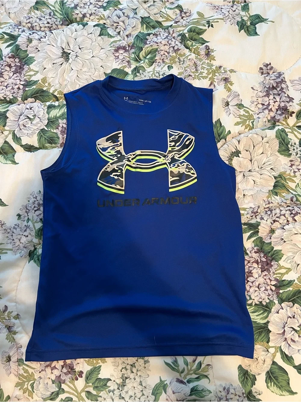 Under Armour Boys Tech Graphic Muscle T-Shirt Royal Blue YSM